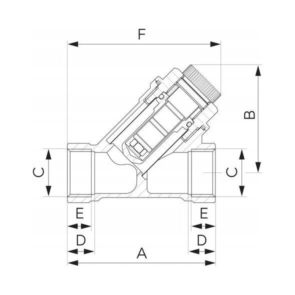Filtr skośny siatkowy z magnesem, nakrętno-nakrętny, DN25, G1