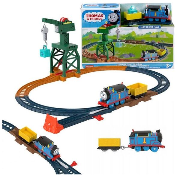 Fisher Price Lokomotywa z napędem Tomek o Przyjaciele Dwig Karolek i ładunek