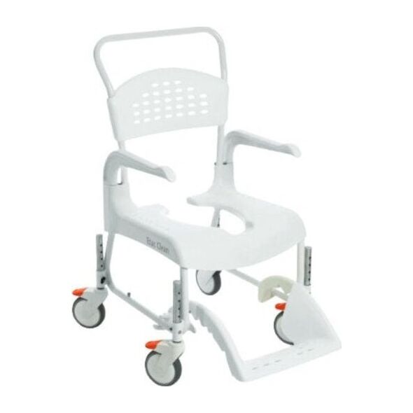 Etac Clean wózek toaletowo-prysznicowy zregulacją wysokości siedziska (47,5 do 60cm)- 4 hamulce, kol. śnieżny biały