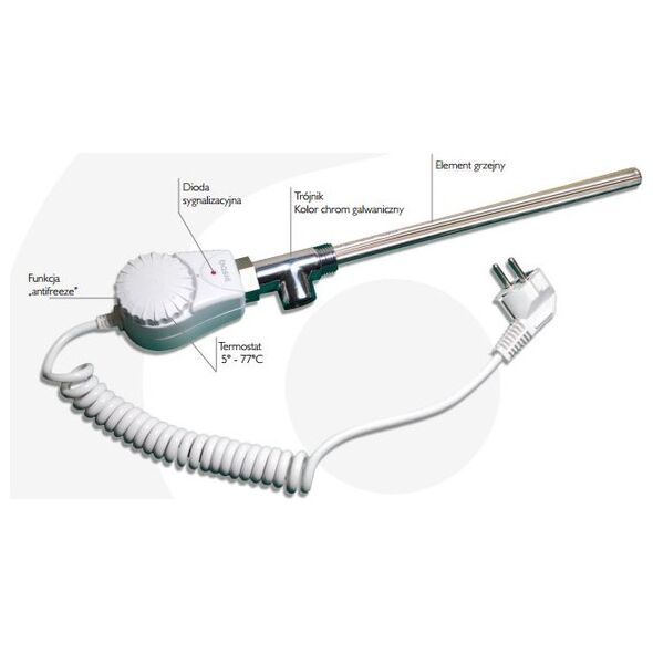 Basic Grzałka z termostatem 1/2" 1200W 230V 390x16mm - C233001004