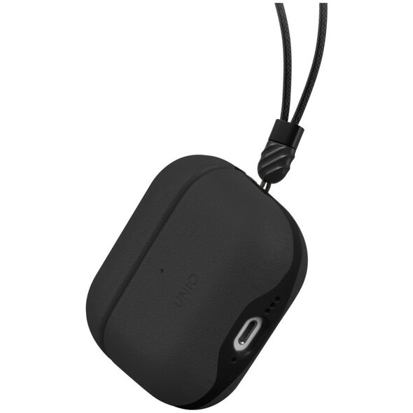 UNIQ Lyden DS - etui  ze sztucznej skóry do AirPods 4 czarne - Gwarancja bezpieczeństwa. Proste raty. Bezpłatna wysyłka od 170 zł.
