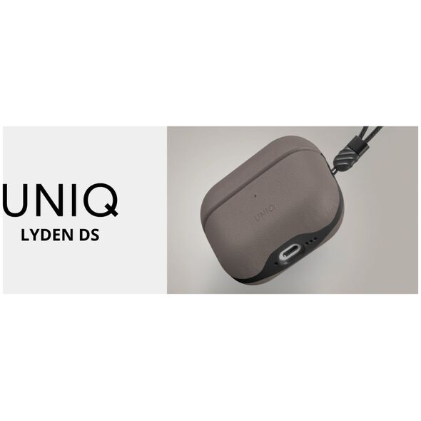 UNIQ Lyden DS - etui  ze sztucznej skóry do AirPods 4 szare - Gwarancja bezpieczeństwa. Proste raty. Bezpłatna wysyłka od 170 zł.