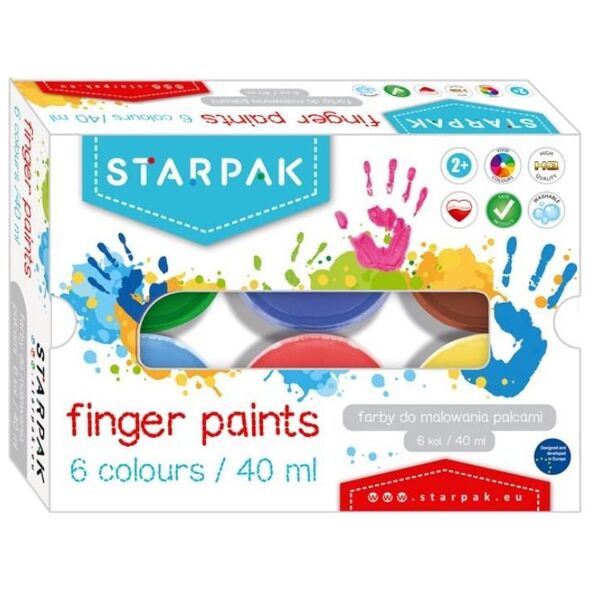 Starpak FARBY DO MALOWANIA PALCAMI 6 KOLORÓW 40ML STARPAK 448008