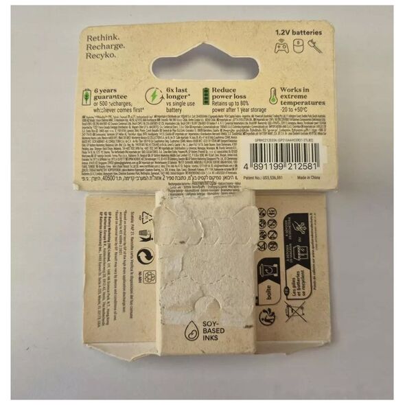 Akumulatorki, AA (HR6), 1.2V, 2100 mAh, GP, kartonik, 2-pack, ReCyko