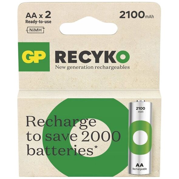 Akumulatorki, AA (HR6), 1.2V, 2100 mAh, GP, kartonik, 2-pack, ReCyko