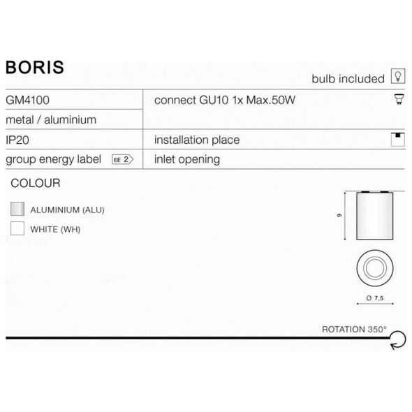 Lampa sufitowa Azzardo Boris 1x50W  (GM4108 BK)