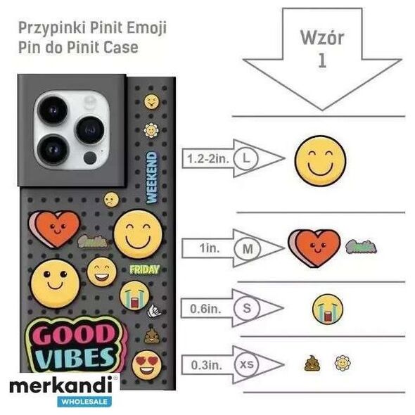 Pinit Pinit Dynamic + Σετ θήκης Pinit Emoji iPhone 14 Plus 6,7" μαύρο/μαύρο μοτίβο 1 13002113 5905359817260