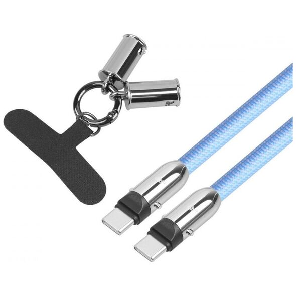 Kabel 2w1 USB C smycz 1m błękitny