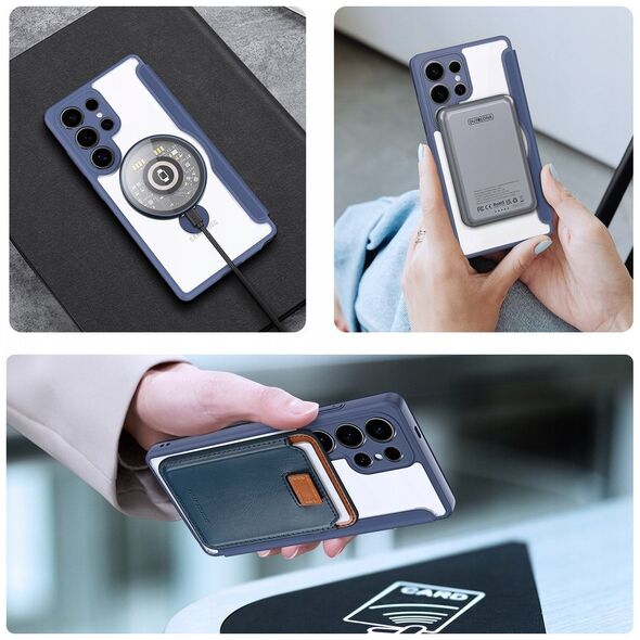 Etui Dux Ducis Skin X Pro na Samsung Galaxy S25 Ultra z MagSafe i portfelem - niebieskie