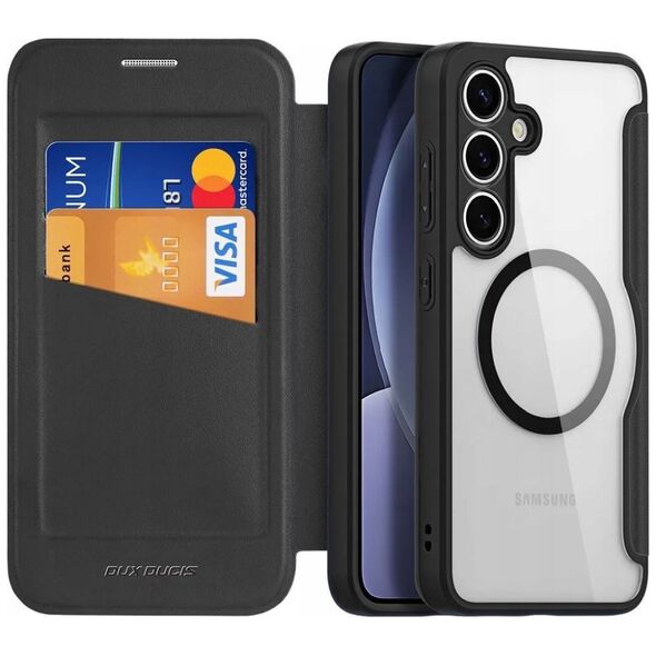 Etui Dux Ducis Skin X Pro na Samsung Galaxy S25+ z MagSafe i portfelem - czarne