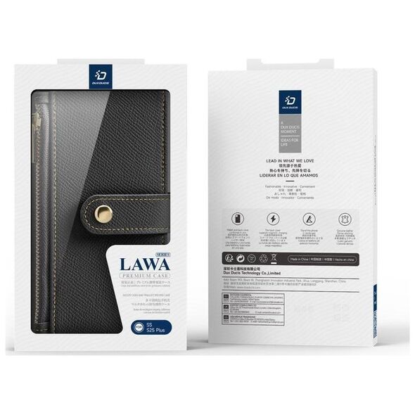 Etui skórzane Dux Ducis Lawa na Samsung Galaxy S25+ z odłączanym portfelem magnetycznym - czarne
