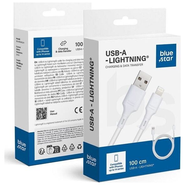 Kabel USB Bluestar BLUE STAR kabel 2,4A USB A do Lightning DC-001AL2.4 1 m biały