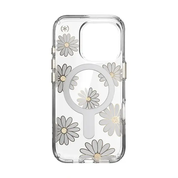 Speck Presidio Lux ClickLock & MagSafe Apple iPhone 16 Pro (Sunshine Daisies / Clear / Gold)