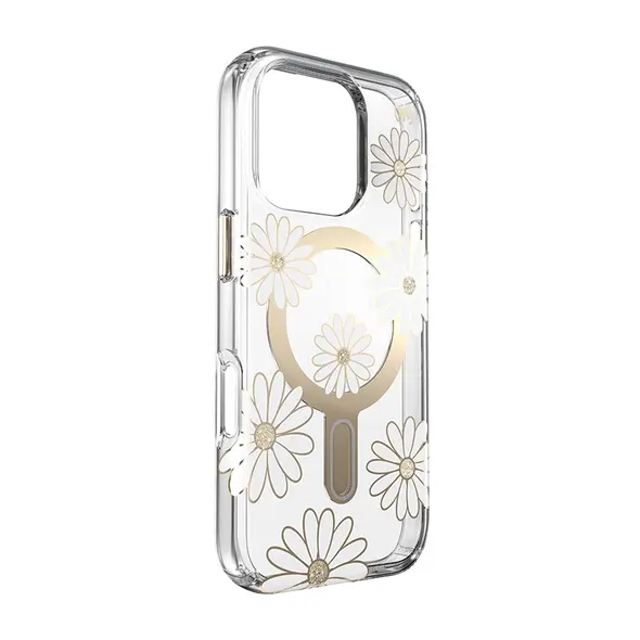 Speck Presidio Lux ClickLock & MagSafe Apple iPhone 16 Pro (Sunshine Daisies / Clear / Gold)