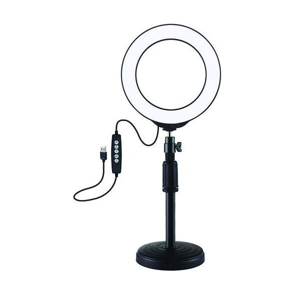 Δακτυλιοειδής λάμπα LED Puluz žiedinė lempa 16cm, su stovu iki 33cm, USB, RGBW 13360248 9990000940509