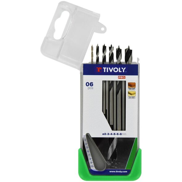 Tivoly Tivoly Medžio krajžtų rinkinys (minkštai medienai ir kietmedžiui) Clipster PRO 6vnt Ø2-8mm 13414458 3221912072139