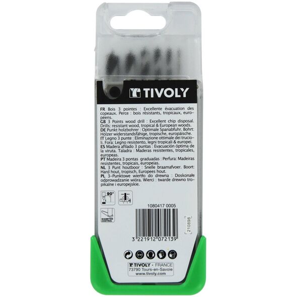 Tivoly Tivoly Medžio krajžtų rinkinys (minkštai medienai ir kietmedžiui) Clipster PRO 6vnt Ø2-8mm 13414458 3221912072139
