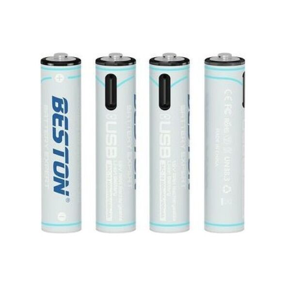 BESTON Baterijos AAA įkraunamos su USB-C lizdu, 400mAh, Li-Ion, 4 vnt. 13460979 6972443860869