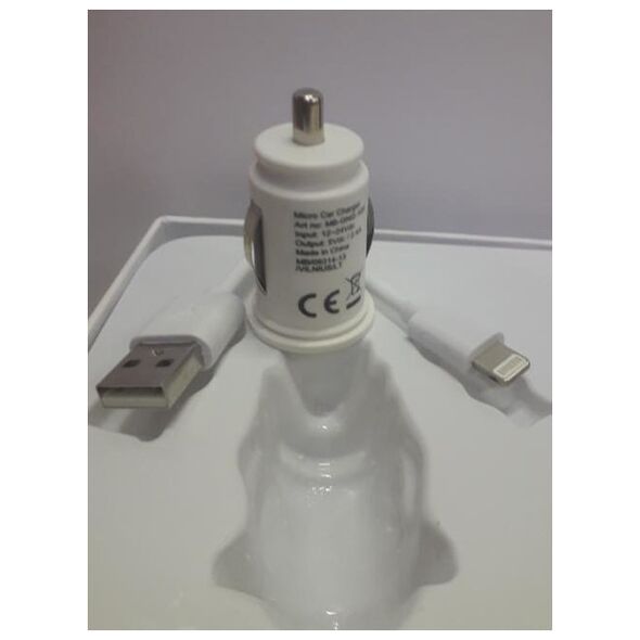 Toti Toti T-CC22 Dual USB φορτιστής αυτοκινήτου με καλώδιο lightning 2.1A (Baltas) 13461062 4779040333626