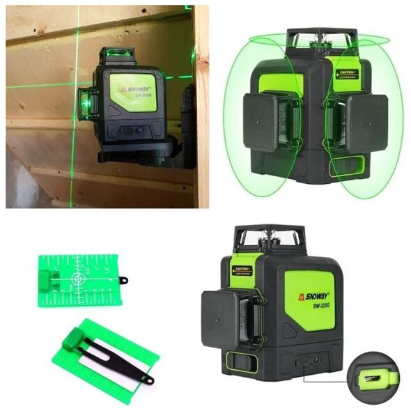 Sndway Sndway2 Lazerinis nivelyras 3D, iki 30m, žalio spindulio 13464947 6971978414646