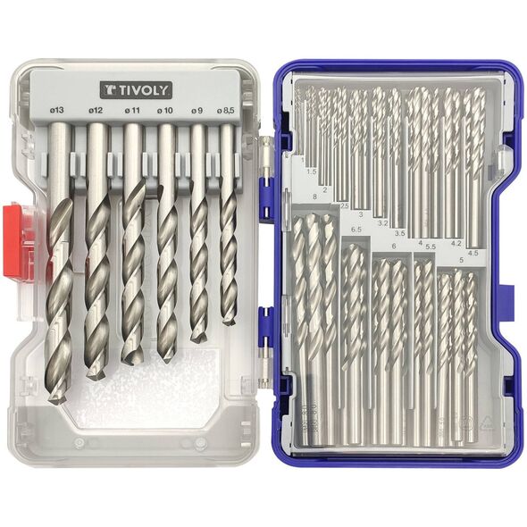 Τρυπάνι Tivoly Tivoly Metalo-grid rinkinys 100vnt./set. HSS Ø1-13 mm, 118° "Split point", šlifuoti. 13665974 3221912291103