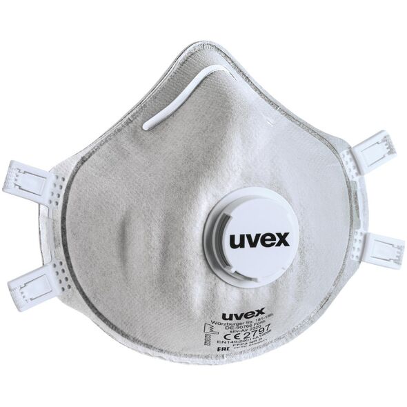 Uvex Respiratorius Uvex Silv-Air Classic Carbon 2320 FFP3, puodelio tipo su vožtuvu, pilkas, 3 vnt mažmeninėje pakuotėje 13784684 4031101971285