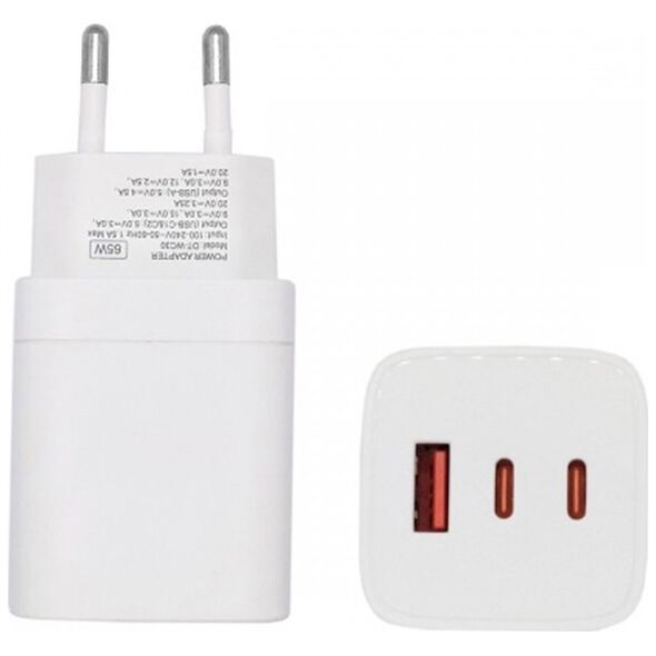 Extra Digital Kroviklis EXTRA DIGITAL GaN φορτιστής 2x USB Type-C, USB Type-A: 65W, PPS 14072105 9990000230303