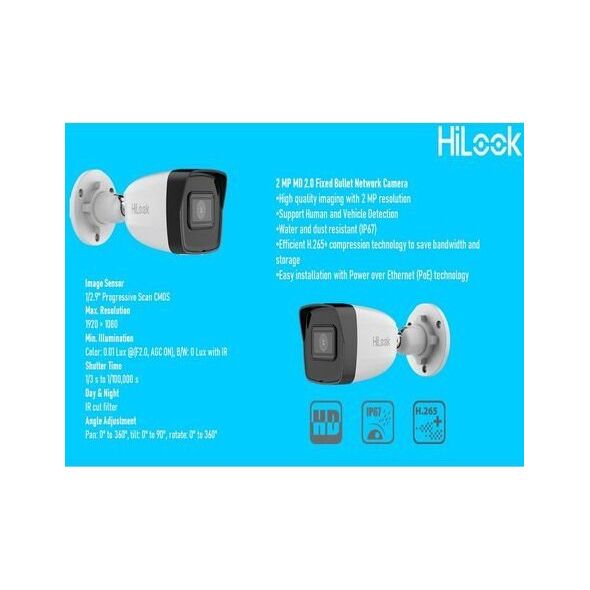 Kamera IP HiLook IP Camera | IPC-B120HA-LU | Bullet | 2 MP | 2.8mm | IP67 | H.265+