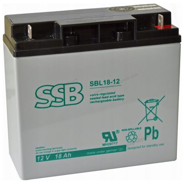 Akumuliatorius (AGM) SSB SBL 18Ah 12V F3 VRLA (pakuotėje 2)