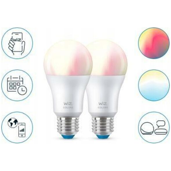 WiZ 60W E27 Standardform Tunable Baltas & Color Doppelpack