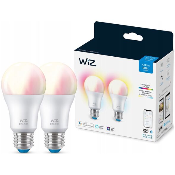 WiZ 60W E27 Standardform Tunable Baltas & Color Doppelpack