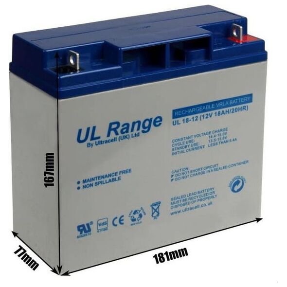 Akumuliatorius Ultracell UL18-12 (18 Ah, 12V)