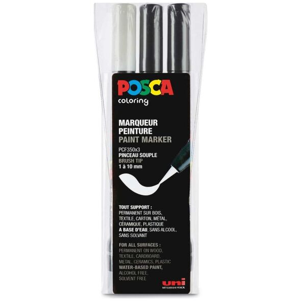 Posca POSCA μαρκαδόρος με στυλό sæt PCF-350, tre farver, sort og hvid 14053588 3296280033518