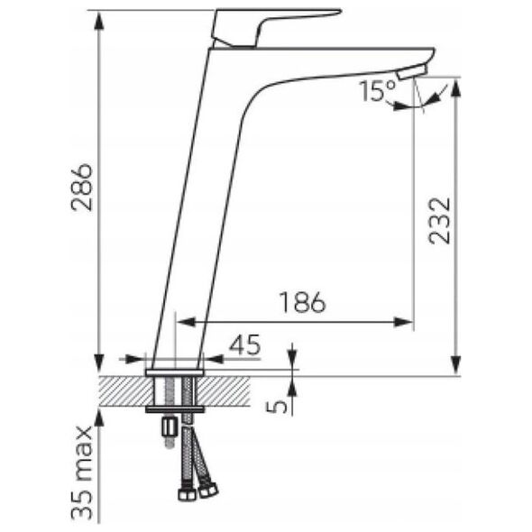 Washbasin mixer FERRO LIPPI ECOLOGICA, high, chrome.