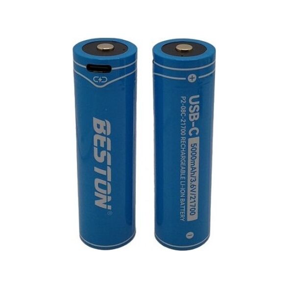 BESTON Baterija 21700 įkraunama με USB-C lizdu, 3.6V, 5000mAh, Li-Ion, 2vnt. 14201018 9990000620388