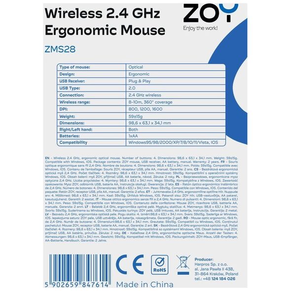 Mysz ZOY ZMS28 czarna