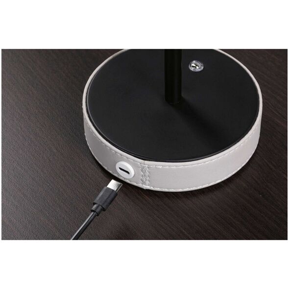Lampka stołowa akumulatorowa PELLINI  LED DIM USB-C 2W 300lm 3000K-6500K IP44 beżowy / czarny matowy / skóra / metal