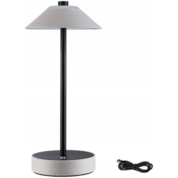 Lampka stołowa akumulatorowa PELLINI  LED DIM USB-C 2W 300lm 3000K-6500K IP44 beżowy / czarny matowy / skóra / metal