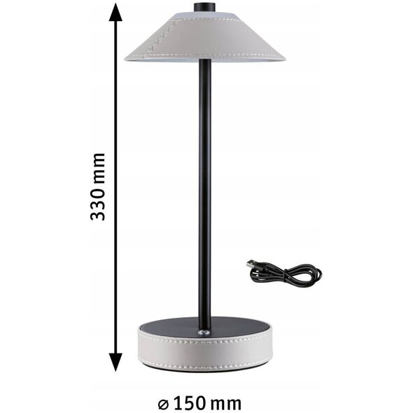 Lampka stołowa akumulatorowa PELLINI  LED DIM USB-C 2W 300lm 3000K-6500K IP44 beżowy / czarny matowy / skóra / metal