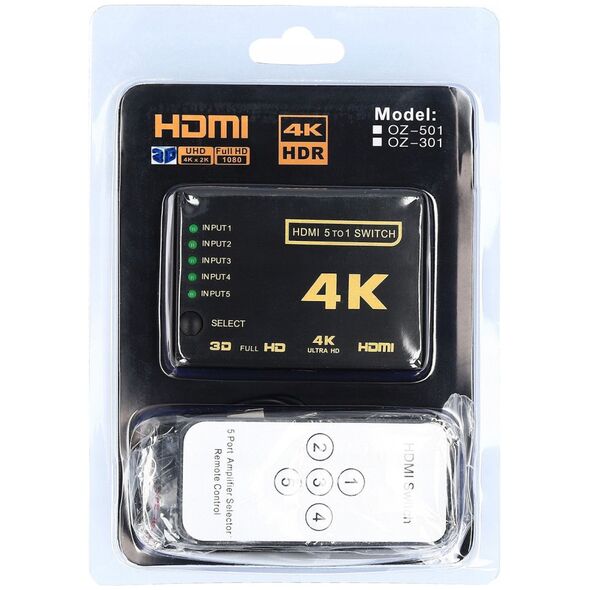 Pawonik SWITCH 5x HDMI PRZEŁĄCZNIK ROZDZIELACZ ULTRA HD 4K