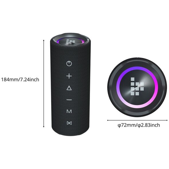 Głośnik przenośny Bluetooth Mirtune C2 24W + kable USB-C AUX - czarny Głośnik przenośny Bluetooth Mirtune C2 24W + kable USB-C AUX - czarny