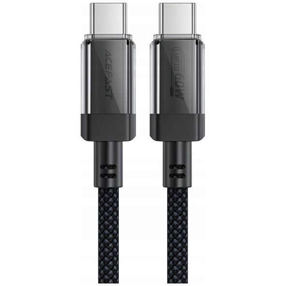Kabel przewód USB-C z nylonowym oplotem PD 60W 480Mb/s - czarny Kabel przewód USB-C z nylonowym oplotem PD 60W 480Mb/s - czarny