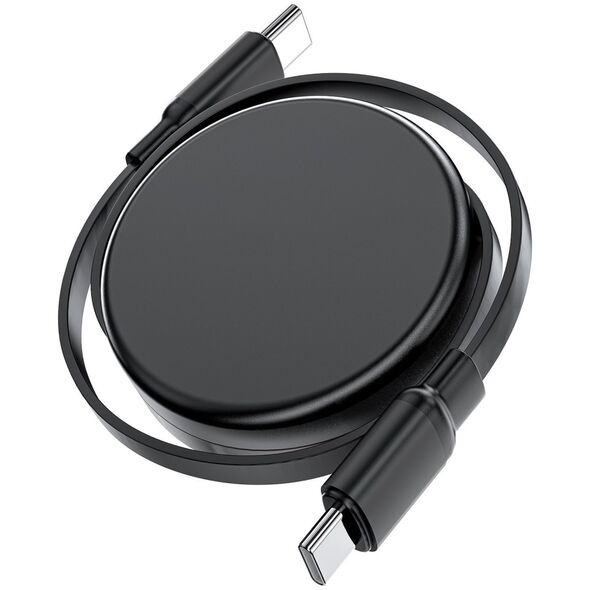 Kabel przewód USB-C - USB-C zwijany z organizerem 60W - czarny Kabel przewód USB-C - USB-C zwijany z organizerem 60W - czarny