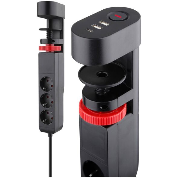 Πολύπριζο REV REV Steckdosenleiste 3-fach für Tischmontage με USB 0015728512 14102828 4006341732040