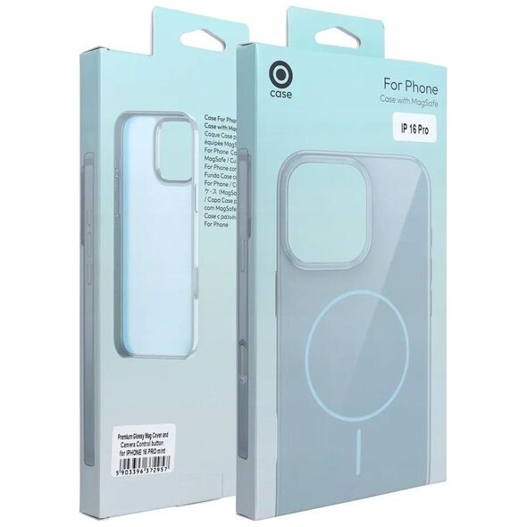 Premium Glossy Mag Cover kompatybilny z MagSafe i Camera Control button pasuje do IPHONE 16 miętowy