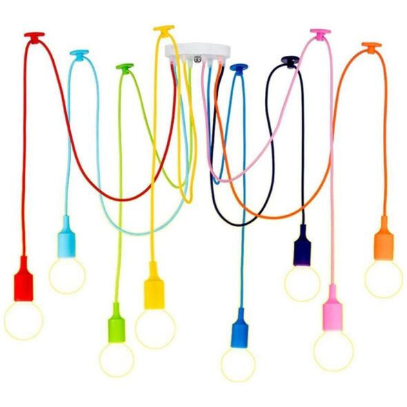 Lampa wisząca Aptel ŻYRANDOL LAMPA SUFITOWA PAJĄK 6 PUNKTÓW E27 kolorowy ZD74L