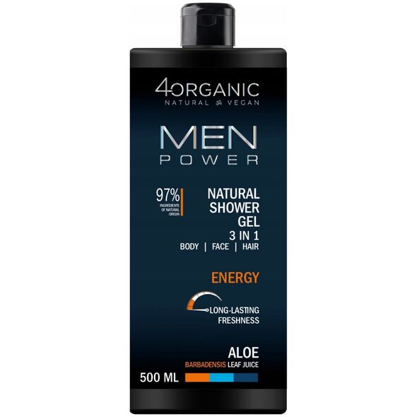 4ORGANIC_Men Power naturalny żel pod prysznic 3 w 1 Energy 500ml