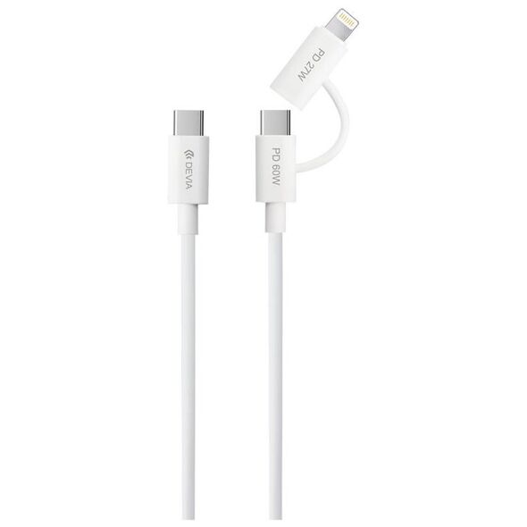 Καλώδιο Σύνδεσης USB 2.0 Devia EC688 2 σε 1 USB C σε USB C PD 60W & Lightning 27W 1.2m Smart Λευκό 6942297121485 6942297121485 έως και 12 άτοκες δόσεις
