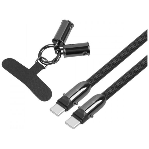 Kabel 2w1 USB C smycz 1m czarny