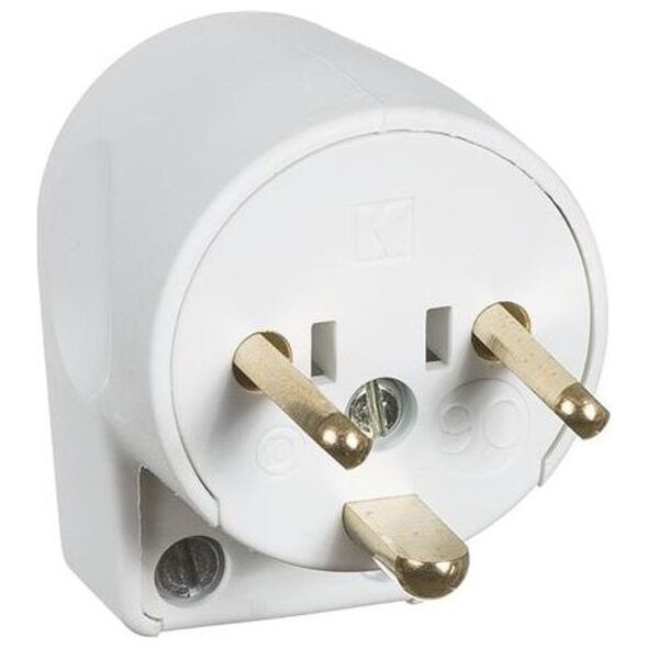 LAURITZ KNUDSEN Stikprop type 90 EDB vinkel rund 16A 250V hvid